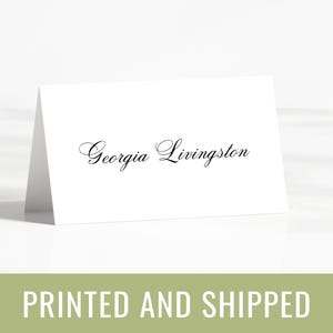 White Wedding Place Cards Folded Placecards First and Last Name Table Names Day of Stationery Printed Party Names Engagement