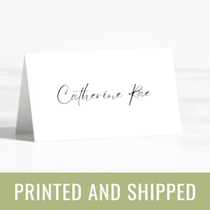 White Wedding Place Cards Folded Placecards First and Last Name Table Names Day of Stationery Printed Party Names Engagement