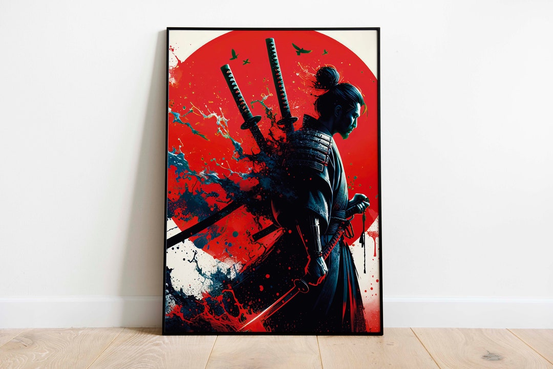 Samurai Abstract Black With Katana | Wall Art Print | Japanese Culture ...