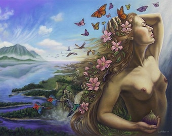 Goddess Art Pagan Art Fairy Art Fantasy Art Print Mother Nature Gaia