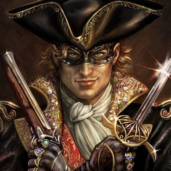 Fantasy Art Print, swashbuckler, lord,  male fantasy character portrait, pirate, Steampunk League of Elder