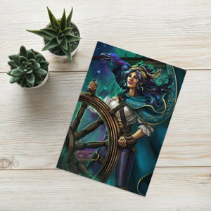 Carte de tarot fantastique The Fool Fantasy Pirate de l'espace carte de voeux personnalisée unique de science-fiction