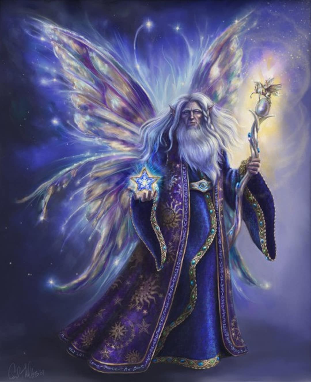 Fantasy Art Fairy Art Wizard Fairy Limited Edition Print Mage Sorcerer karakter concept art kunst aan de muur design kinderkamer decor Etsy