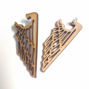 Art nouveau deco wing earrings, wood wing earrings, Avant gaurde earrings, angel wings earrings, laser wood earring stud , boho style