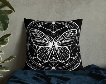 Gothic Kissen, Halloween-Dekor, Gothic Kissen, Motten Kissen, Schmetterling Kissen, Gothic Home Decor, schwarz und weiß Kissen,