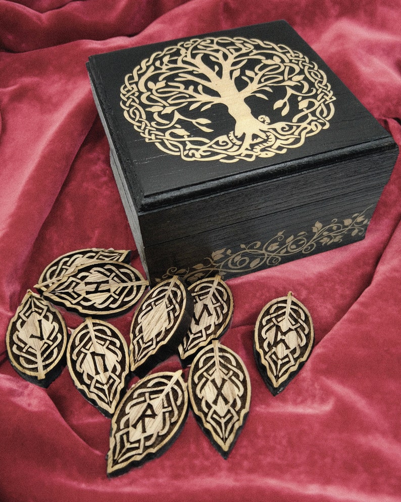 norse pagan viking asatru  wooden rune gift set