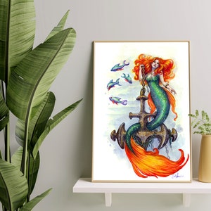 Mermaid Art Print Wall Decor Home Decor Beach mermaid decor mermaid poster mermaidcore