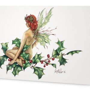 Holiday Yule Christmas Fantasy ART Fairy Greeting Cards &quot;Holly Fairy&quot; 10 piece