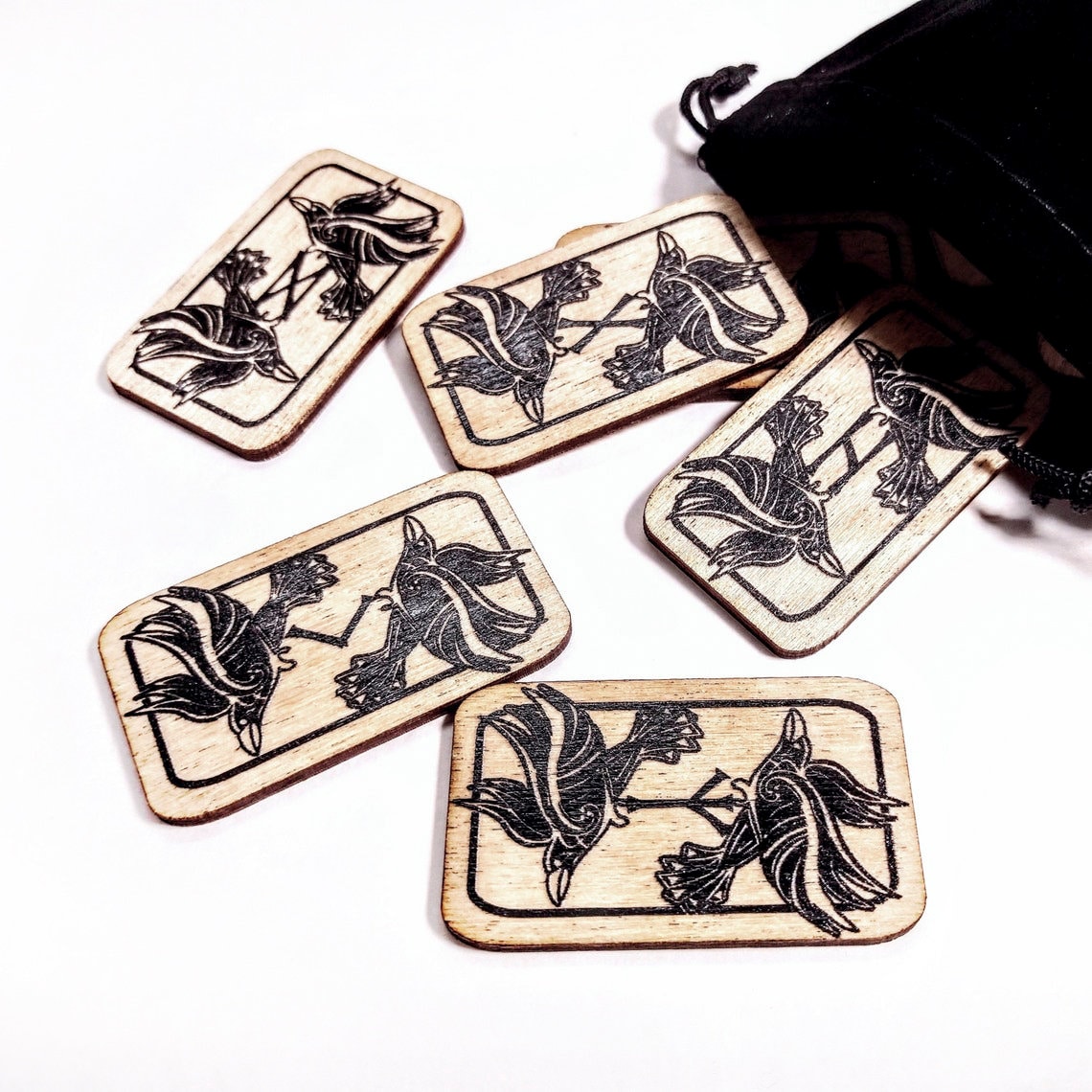 Runic Tile Set Elder Futhark Runes, Raven Rune Tiles, Rune Gift Set, Viking Rune Set ...