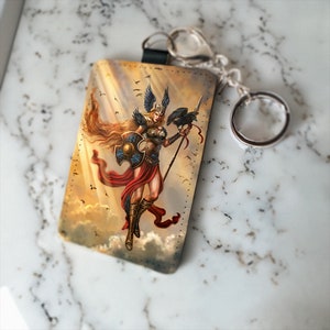 Tarjetero con llavero, billetera de pulsera, billetera con tarjetero, billetera con cordón para identificación, porta identificación, billetera vikinga, billetera con llavero nórdico, Valkyrie