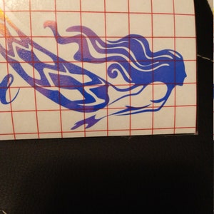 Zeemeermin meerman leven fantasy sticker auto boot, laptop, wand decor, voorruit holografisch, tropisch, oceaan strand grafisch, blauw goud holo