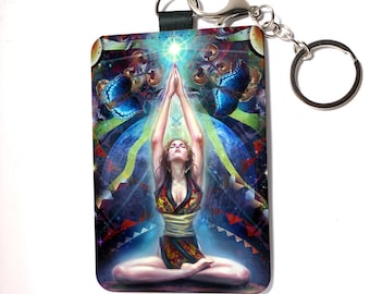 Meditation, fantasy art,  witchy gothic, Id card, credit card holder,  key chain ,wallet, gift