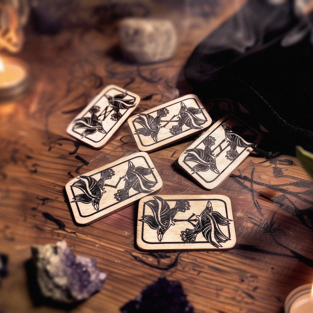 Elder Futhark Runes, Raven Rune Tiles, Rune Gift Set, Viking Rune Set ...