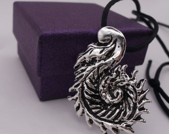 Colgante de hoja, collar de hoja, plata de ley, colgante de helecho, collar de plata, collar de naturaleza, espiral, collar, regalo para ella, regalo para él
