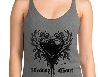 Bleeding Heart Winged Women's Ladies Racerback Tunic Tank Top Goth Gotyhic Emo Style