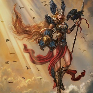 Fantasy Art,  Fantasy Painting Canvas Print Norse Warrior Valkyrie Raven norse