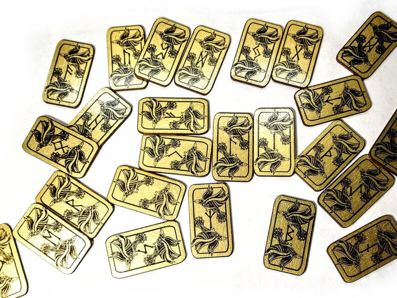 Runic Tile Set Elder Futhark Runes, Raven Rune Tiles, Rune Gift Set, Viking Rune Set ...