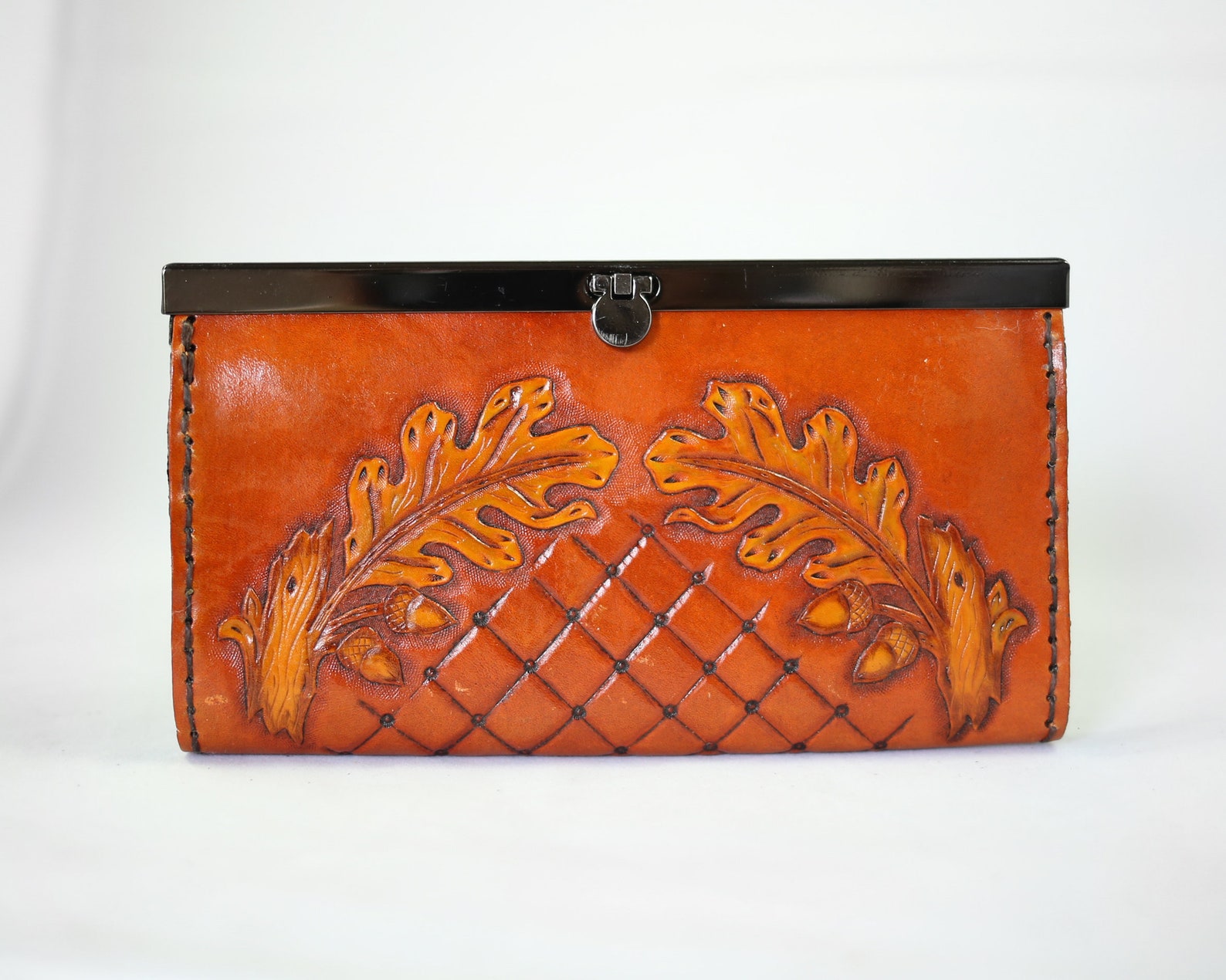 Hand Tooled Leather Clutch Purse Etsy