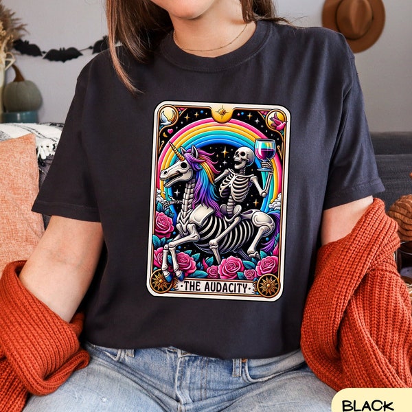 Comfort Colors The Audacity Tarot Card Shirt, skeleton Tarot Card Tee, The audacity skeleton Tarot Card shirt, Tarot card mystical shirt c92