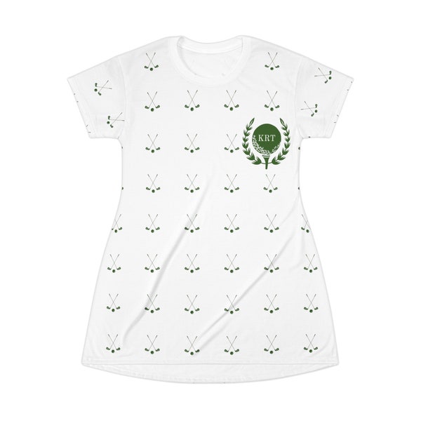 T-Shirt Dress, Women's Personalized, Monogram Golf Tee Dress! Cute, Preppy Style! Perfect Casual Dress, Gift for Golfers! Green and White