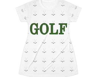 T-shirtjurk, golfshirt voor dames! Leuke, preppy stijl! Perfecte vrijetijdskleding, cadeau voor golfers! Groen en Wit