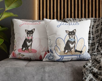 Square Pillowcase Pillow Cover. Personalized with you Chihuahua's Name. Grand Millennial, Preppy Gift for Dog Lovers! Dog Mom.