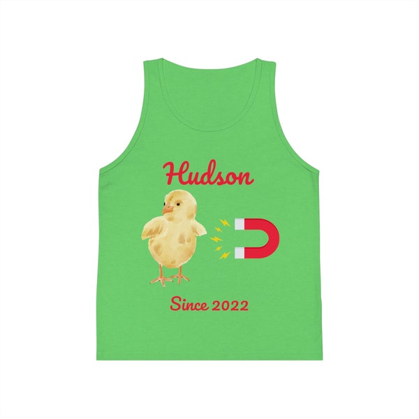 Kid's Jersey Tank Top. Chick Magnet. Personalized with Name and year. Cute, Kids Gift!