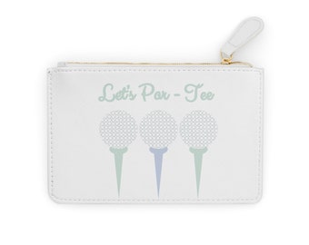 Mini clutch bag, gastvrouw, golfer cadeau. Leuke woordspeling, laten we Par-Tee. Preppy pastelkleurige golfshirts.