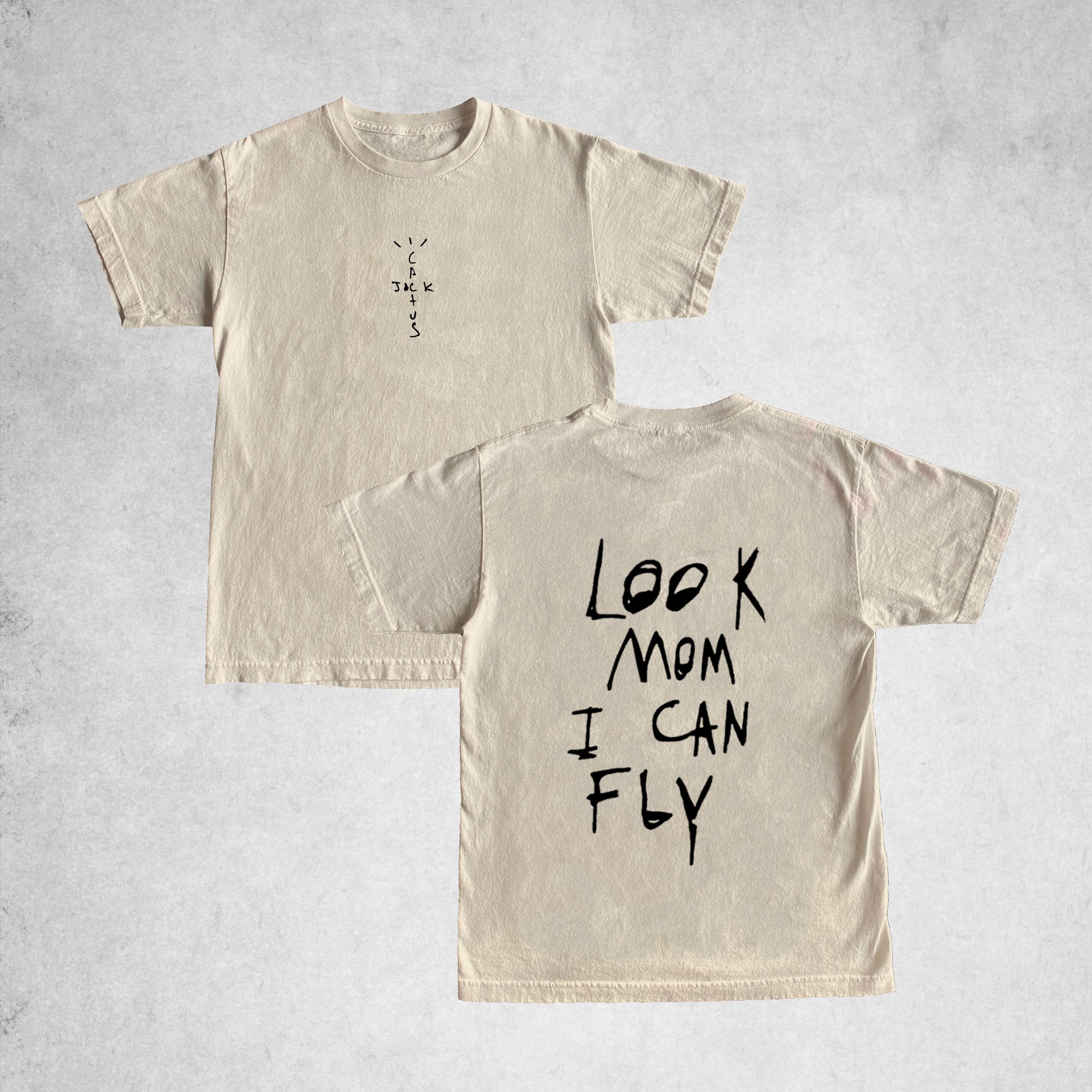 Tシャツ・カットソー Travis Scott Look Mom I Can Fly Tee Look Mom I Can Fly Shirt, Cactus Jack Tee, Travis Scott