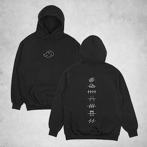 Akatsuki Cloud Two Sided Design Hoodie, Gift for Anime Lovers, Unisex Casual Pullover Hoodie, Akatsuki Clan Hoodie, Fan Made, gift for her
