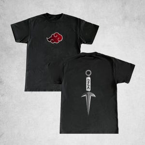 Akatsuki Cloud & Kunai Two Sided T-Shirt, Gift for Anime Lovers, Narto Unisex Casual Pullover Shirt, Akatsuki Clan T-Shirt, Fan Made