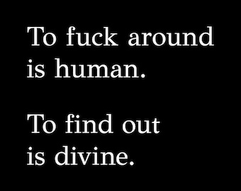 To Fuck Around is Human, To Find Out is Divine Poster in Black