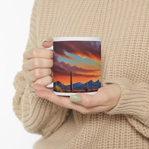 Von Arizona inspirierte 11-Unzen-Keramiktasse - Wüsten- und Kaktus-Kaffeetasse, perfektes Südwest-Geschenk