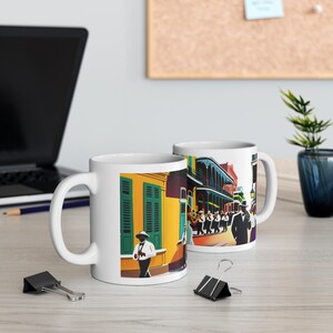 New Orleans-Inspired 11oz Ceramic Mug Perfect Gift for Coffee & Tea Lovers, Unique City Souvenir image 4