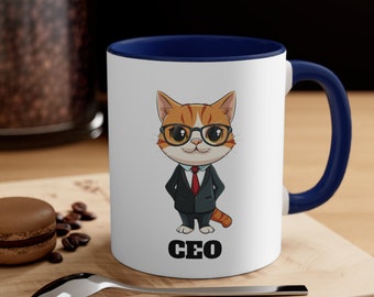 Cat CEO Mug - 11oz Grappige koffiekop voor kattenliefhebbers en kantoorpersoneel, perfect cadeau voor ouders van huisdieren