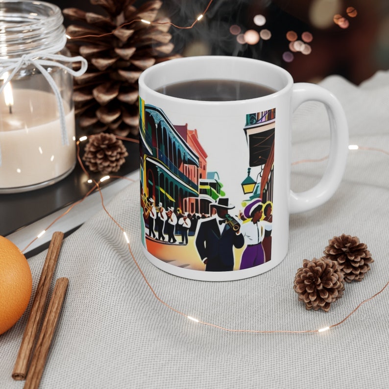 New Orleans-Inspired 11oz Ceramic Mug Perfect Gift for Coffee & Tea Lovers, Unique City Souvenir image 3