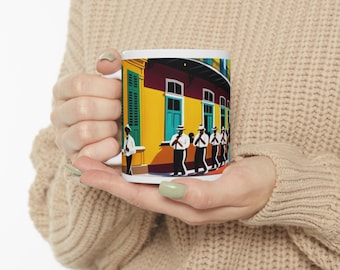 New Orleans-Inspired 11oz Ceramic Mug Perfect Gift for Coffee & Tea Lovers, Unique City Souvenir