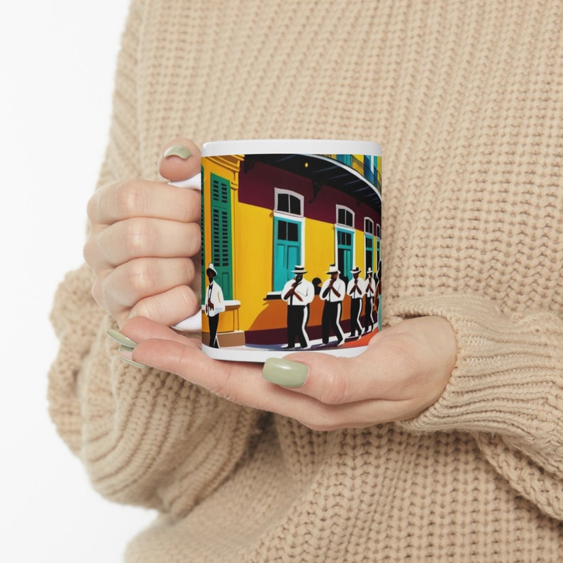New Orleans-Inspired 11oz Ceramic Mug Perfect Gift for Coffee & Tea Lovers, Unique City Souvenir image 1