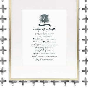 Birth Certificate Crest, Semi-Custom 11x14 image 9