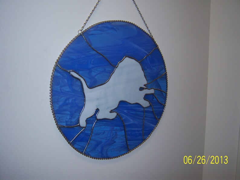 Beautiful Detroit Lion Stained Glass Panel Etsy