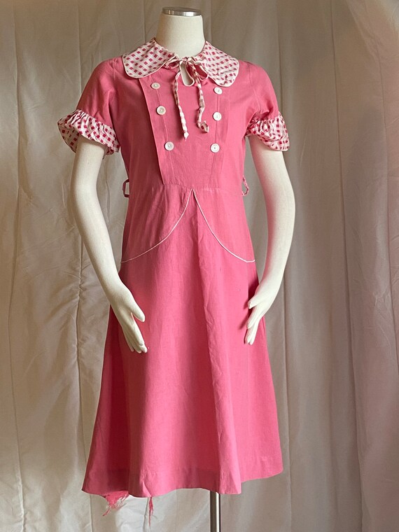 Bubble-Gum Pink Early 1930s Depression Era Cotton… - image 1