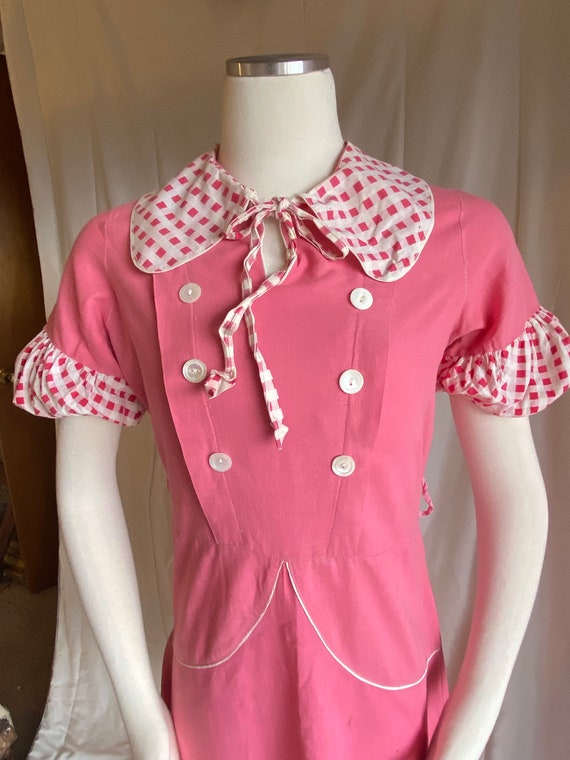 Bubble-Gum Pink Early 1930s Depression Era Cotton… - image 7