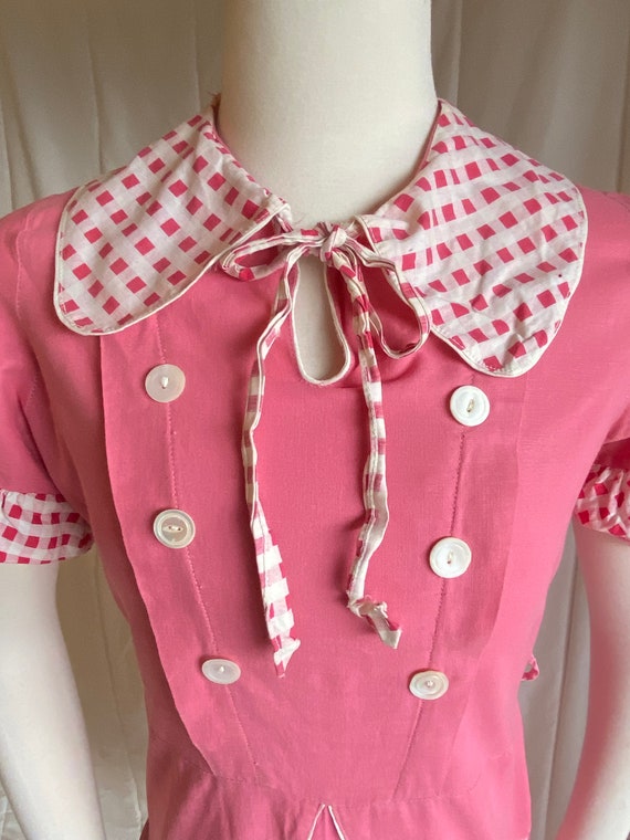 Bubble-Gum Pink Early 1930s Depression Era Cotton… - image 6