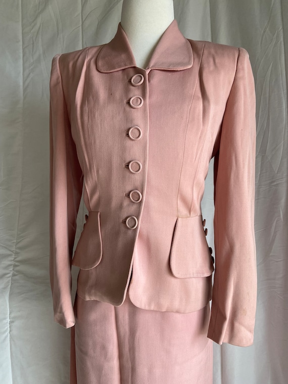 1940s Pink Wool Gaberdine Suit