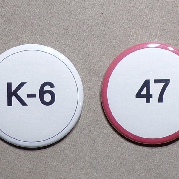 Manhattan Project K-6 and 47 w Red Border Large 2.25” Buttons Cosplay Halloween Trinity Atomic Bomb Test