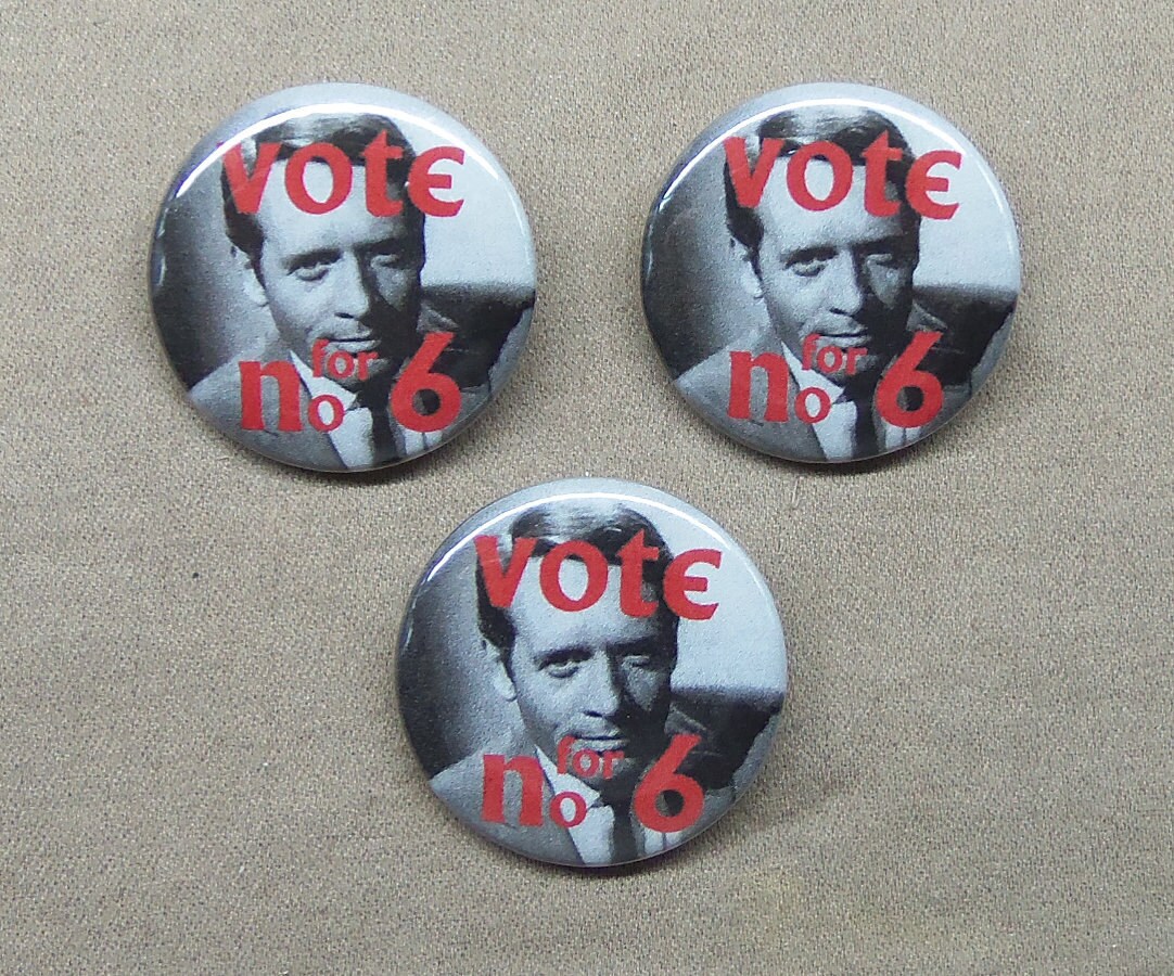 The Prisoner 5 Button Set #2 #6 Bicycle Patrick McGoohan Not a # Free Man 1.25" The Prisoner 5 Button Set #2 #6 Bicycle Patrick McGoohan Not a # Free Man 1.25"