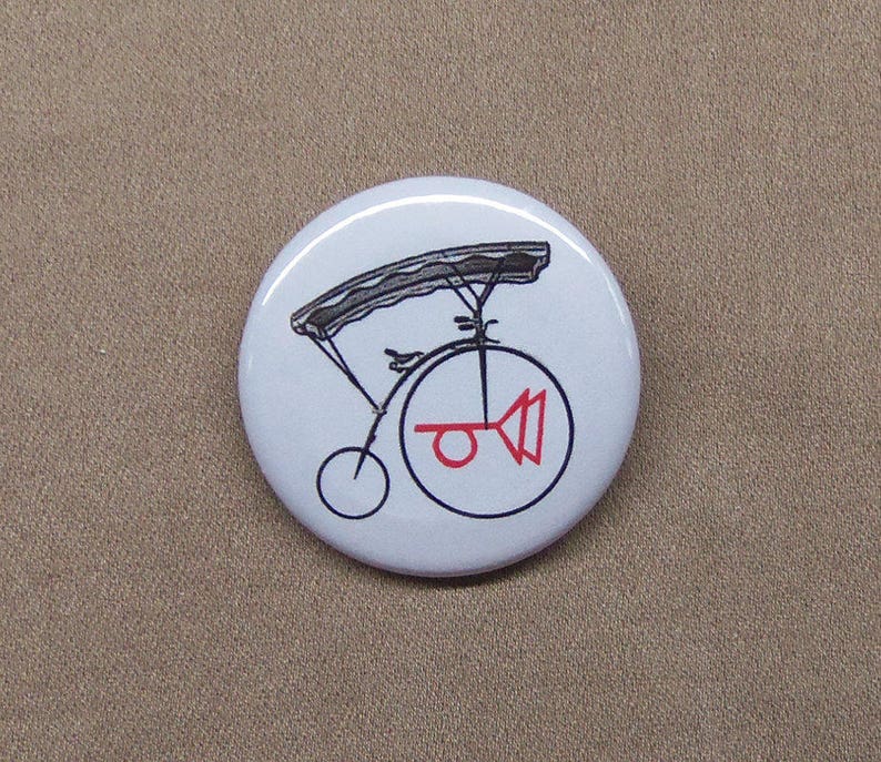 The Prisoner Bicycle w Muted Post Horn Symbol Button Etsy