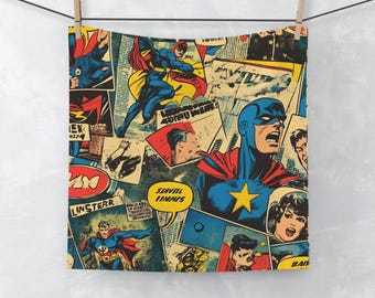 Asciugamano per il viso con motivo a fumetti di supereroi: morbido e assorbente misto poliestere-cotone