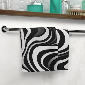 Stylish Black and White Face Towel, Modern Bathroom Accessory, Spa Day Essential, Gift for Home Decor, Everyday Luxury