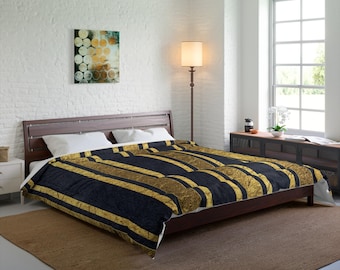 Gold and Black Comforter | Modern Bedding, Soft Polyester